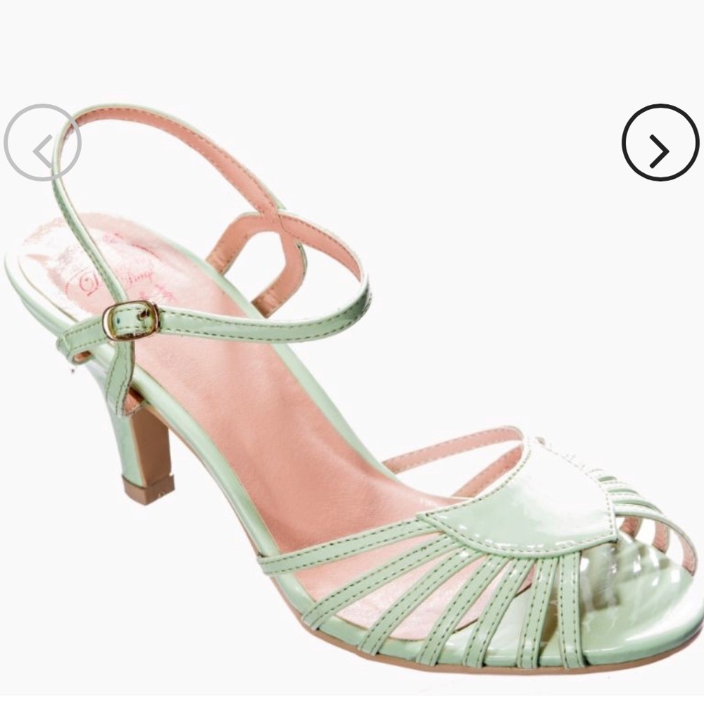 Retro Mint Strappy Sandal Heels by Banned 1950s style “Amelia” Worn Once